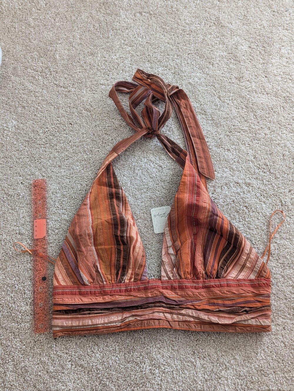 Free People Sedona Stripe Halter Top. NWT. Copper - Picture 7 of 7